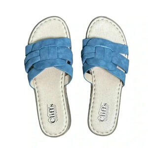 CLIFFS By White Mountain Womens Squarely Sandel Size 6.5 Comfort Slip On Blue